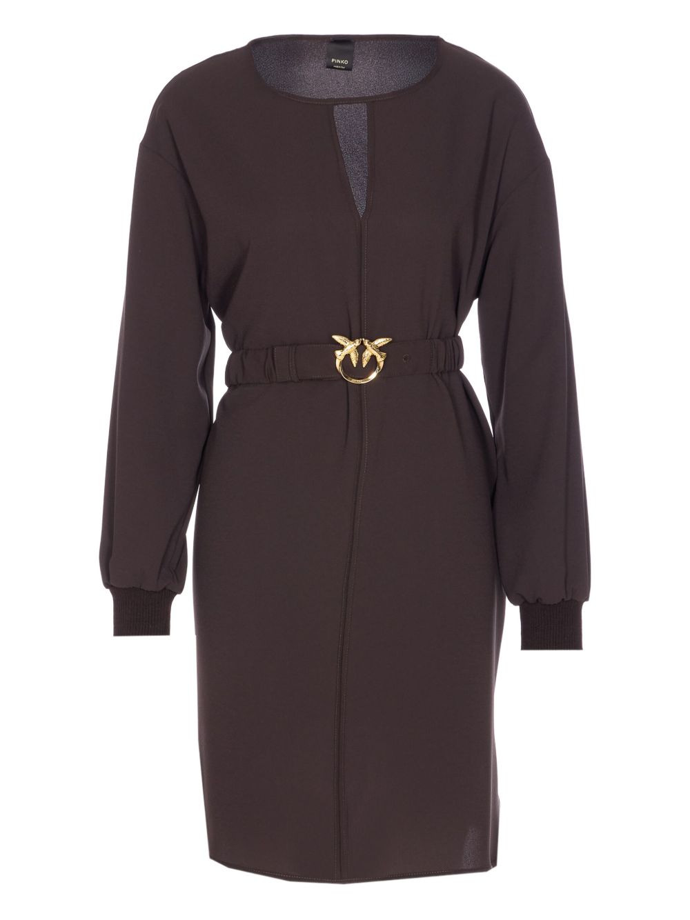 bird-embellished belted dress - 1
