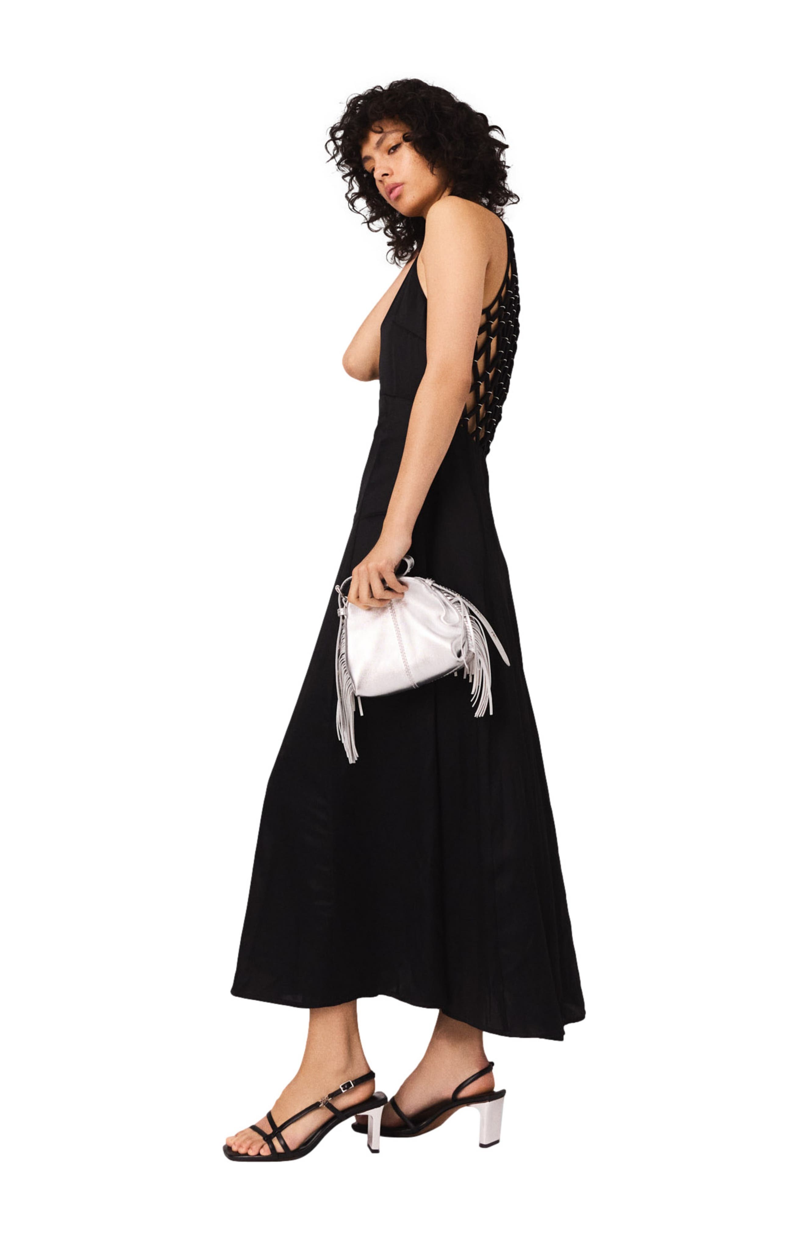 maje Flowy maxi dress with braided back in Black at Nordstrom - 2
