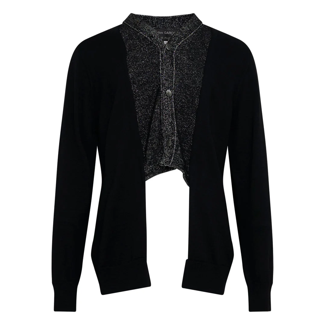 Wool Jersey Contrast Panel Cardigan - 1