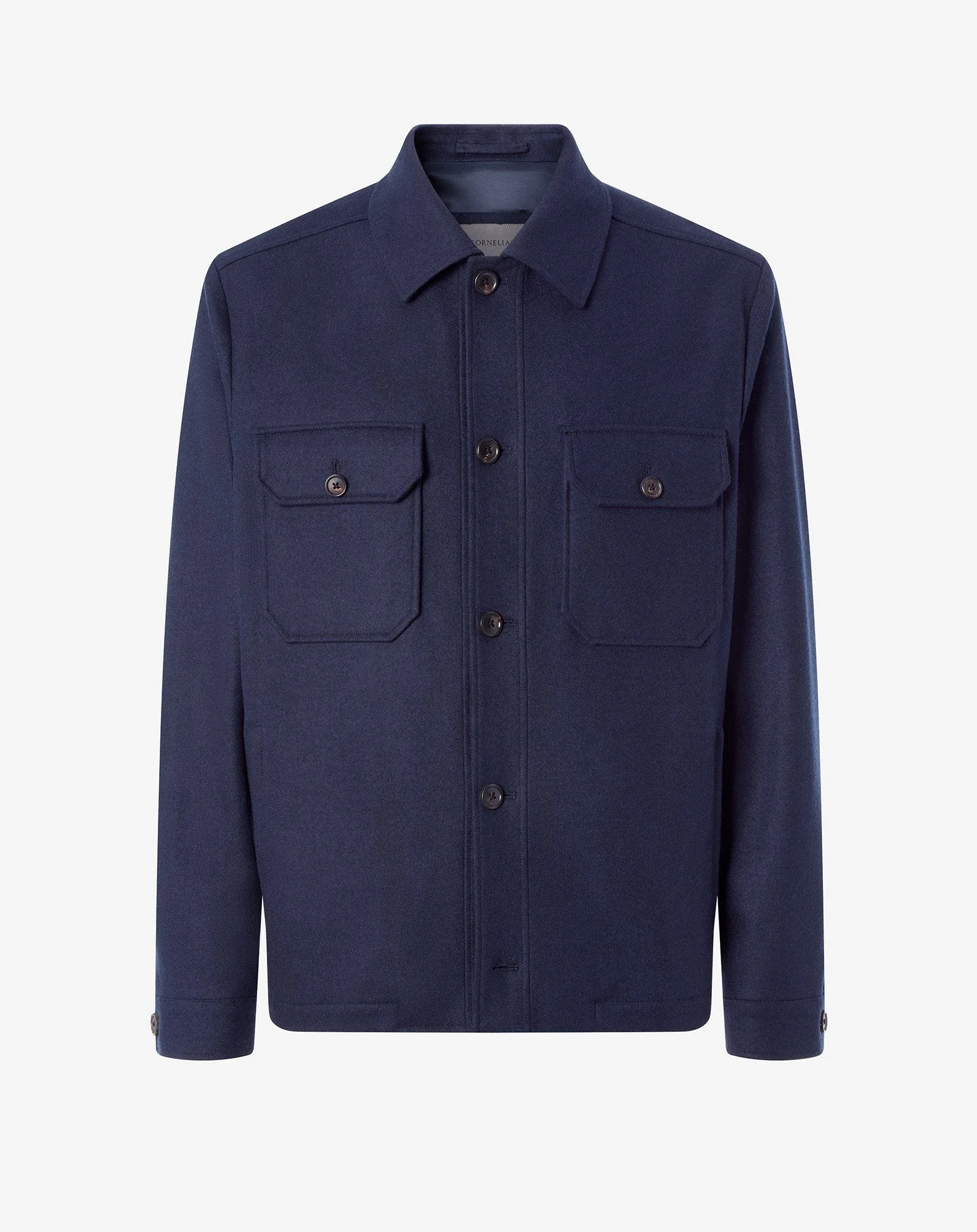Navy blue wool and cashmere overshirt - 1