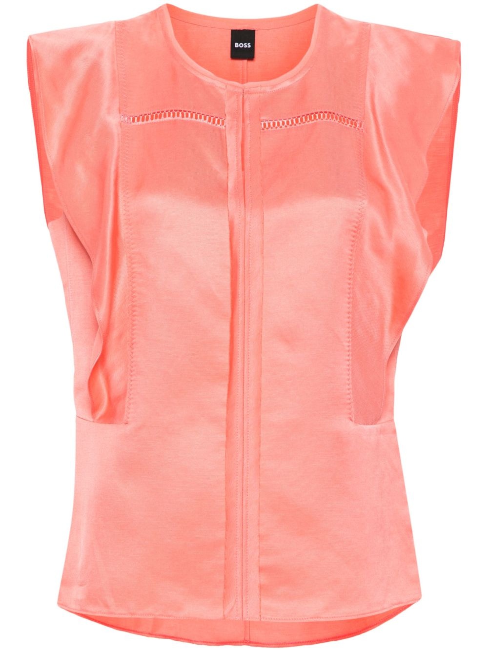 ruffle-trim twill blouse - 1