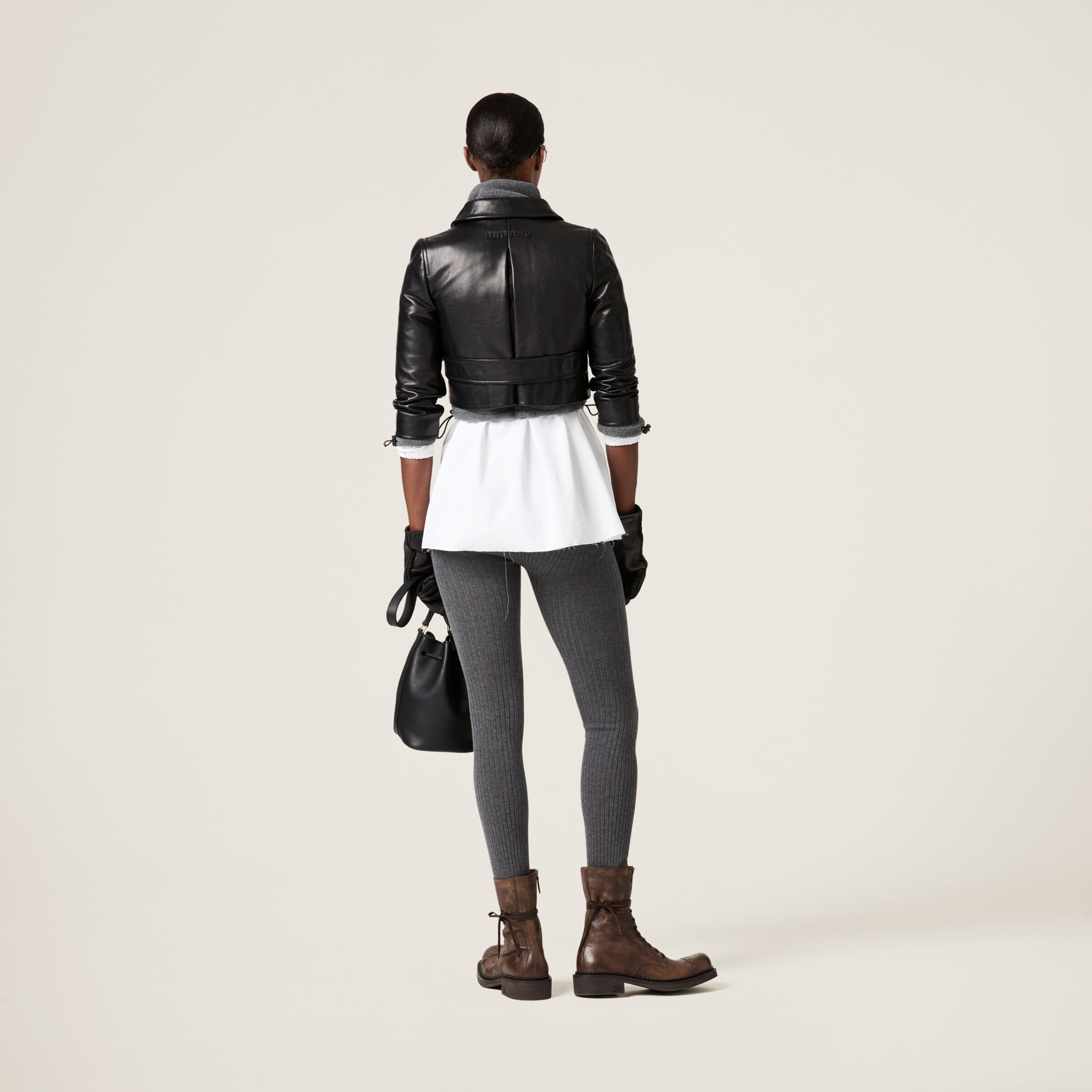 Double-breasted leather jacket - 3