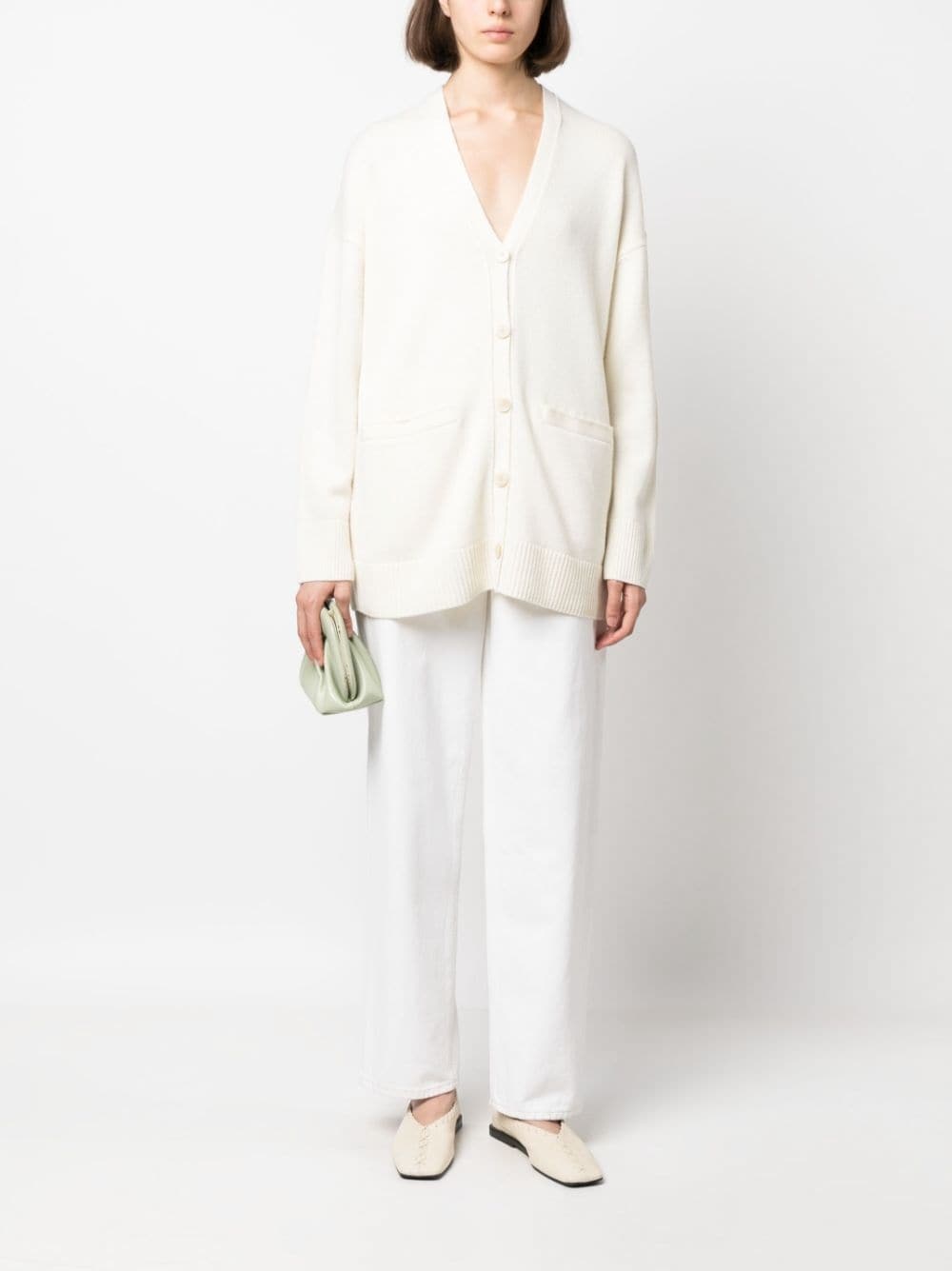 fine-knit elbow-patch cardigan - 2