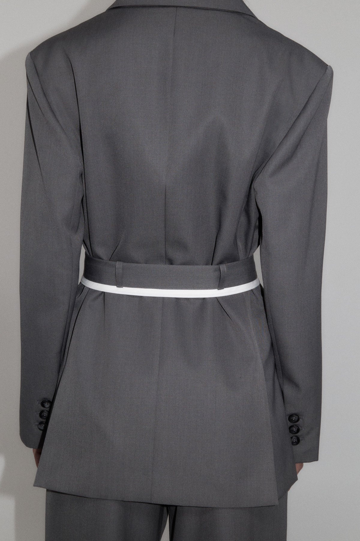 Homme Belted Blazer - Pewter Grey - 8