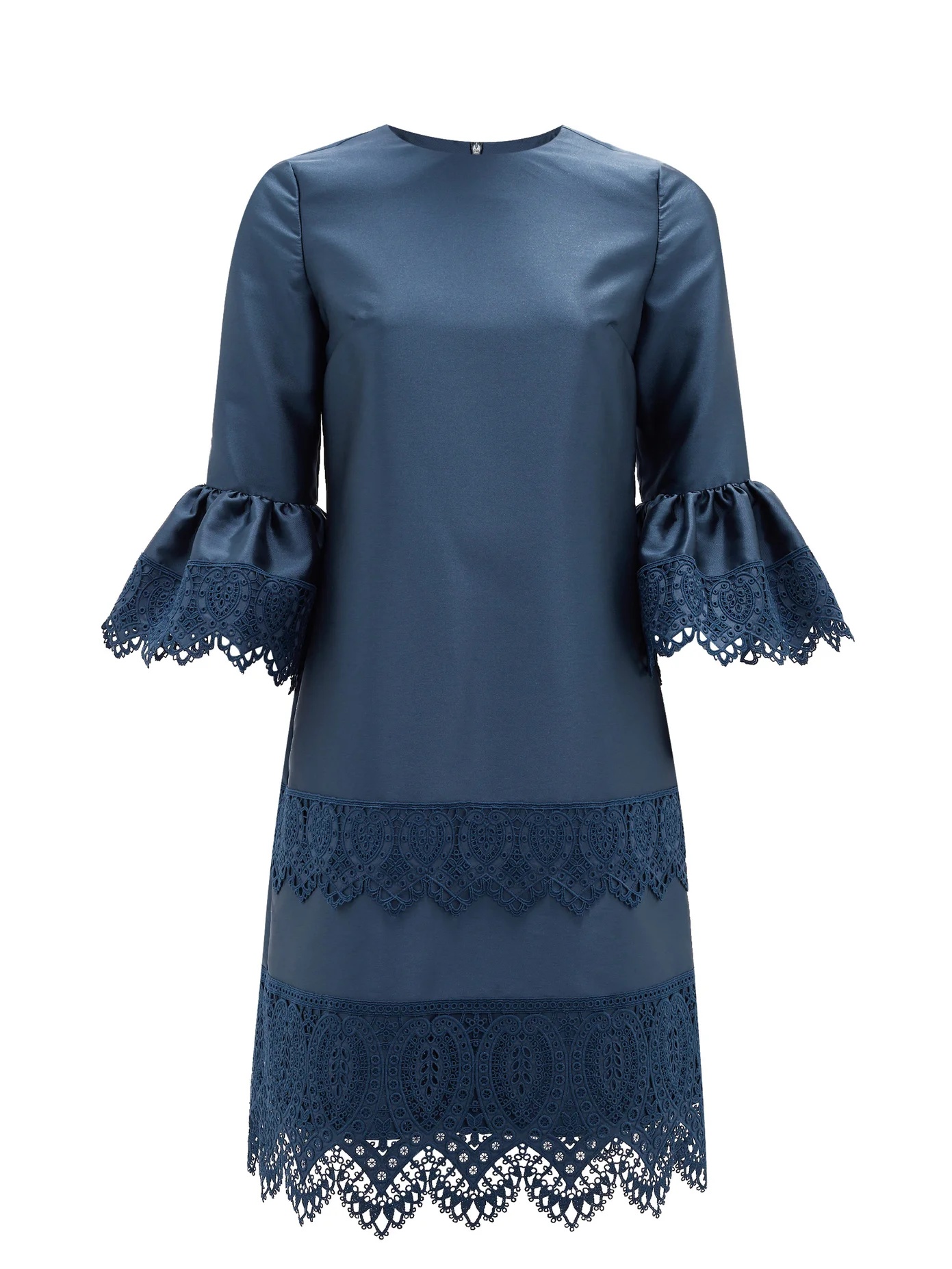 Elijah guipure lace-trimmed fluted-sleeve dress - 1