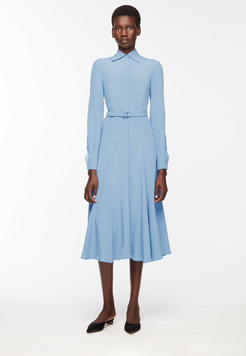 Riko Dress In Cloudy Blue Silk Crepe De Chine 3