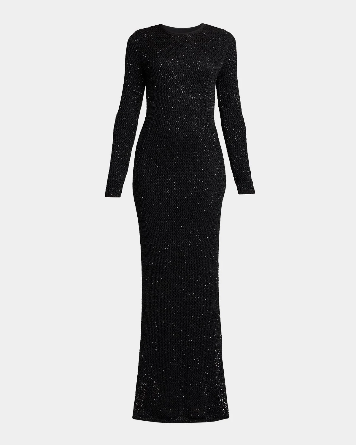 Journey Long-Sleeve Sequined Mesh Maxi Dress - 1