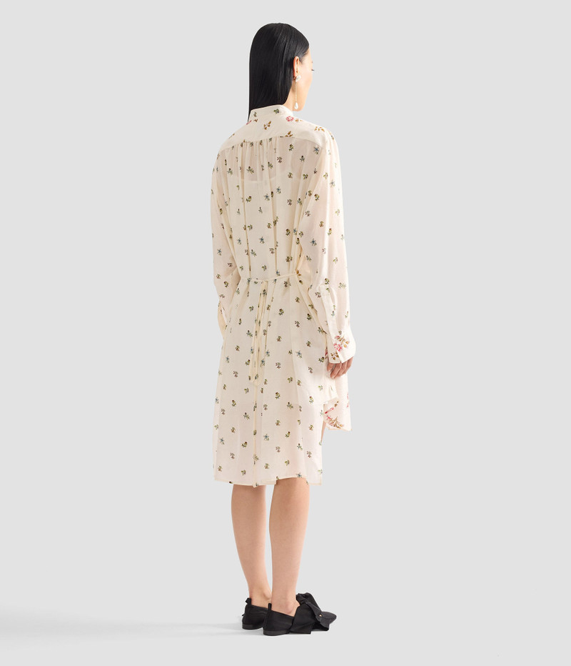 FLORAL PRINT SILK LONG SLEEVE MINI SHIRT DRESS 3