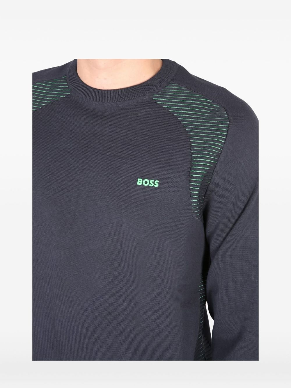 striped-panel crew neck sweatshirt - 4