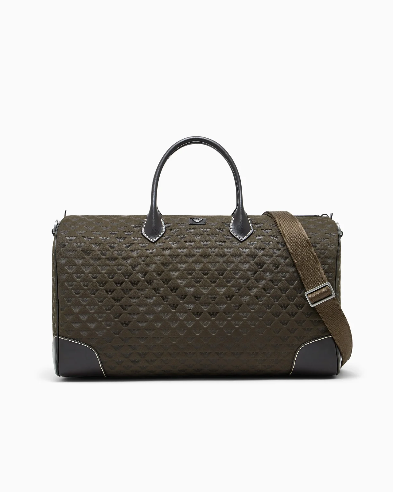 DUFFLE BAG WITH A GEOMETRIC PATTERN AND LEATHER HANDLES - 1