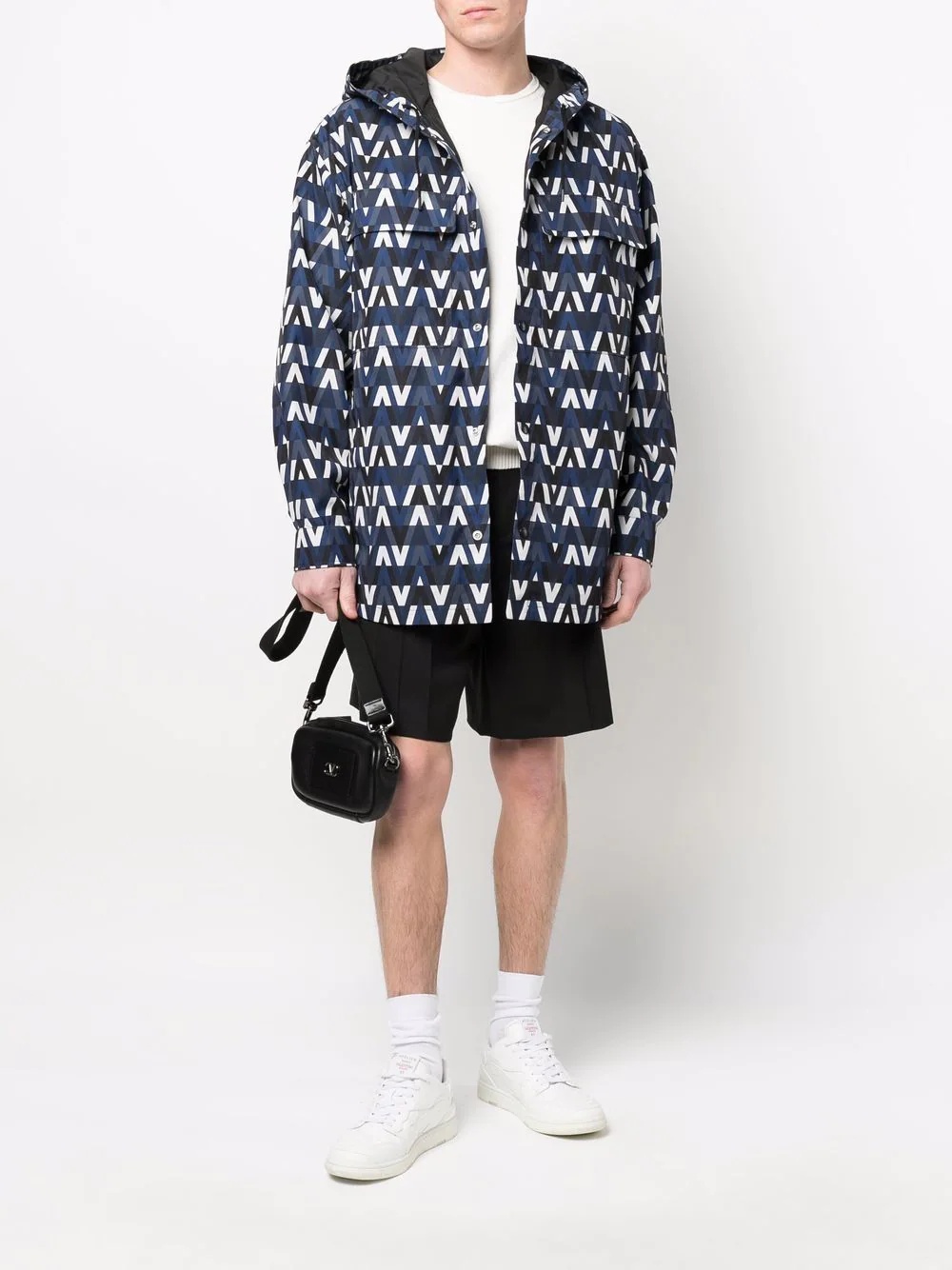 logo-print hooded shirt jacket - 2