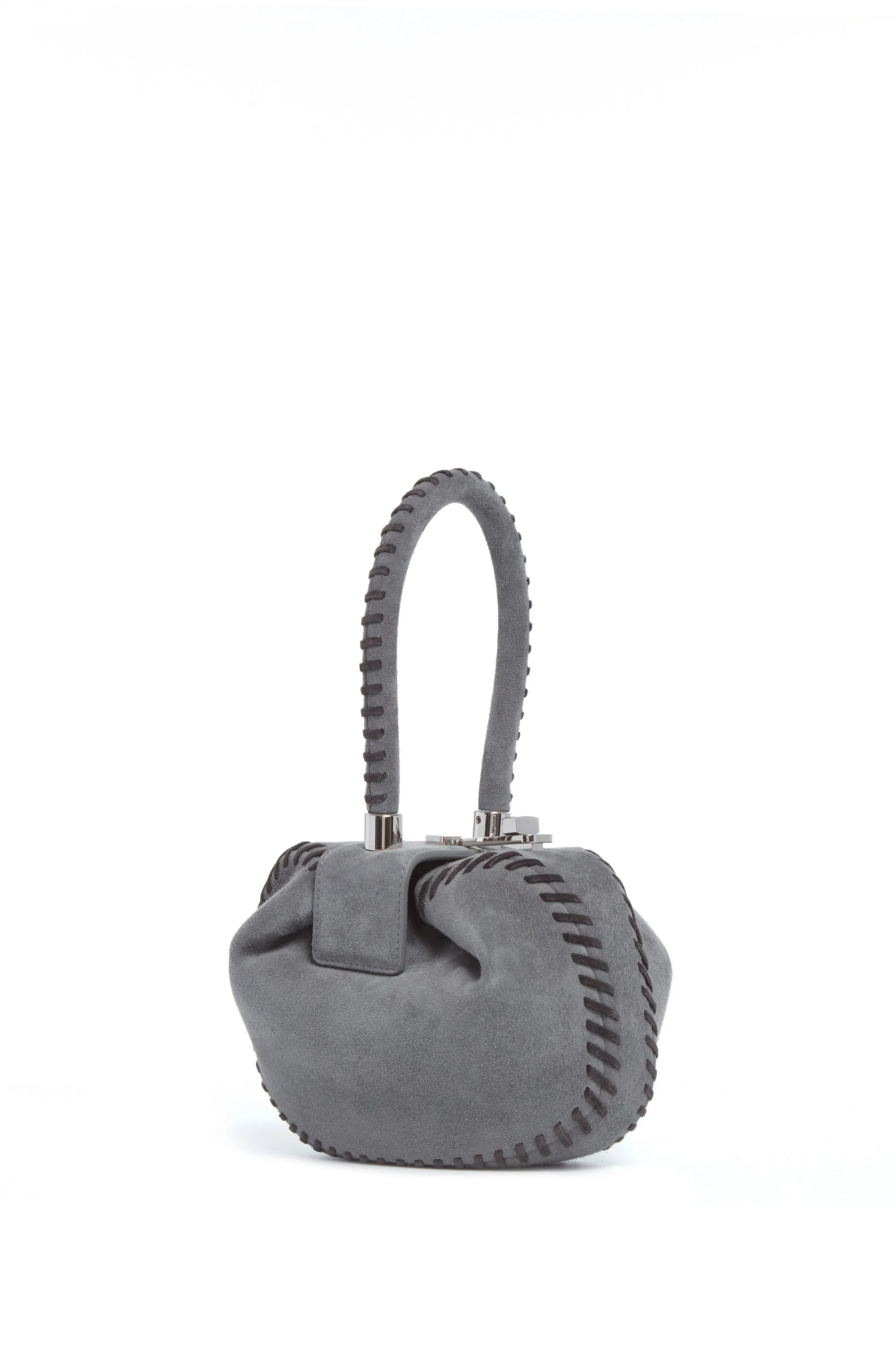 Whipstitch Demi Bag in Charcoal Suede - 1