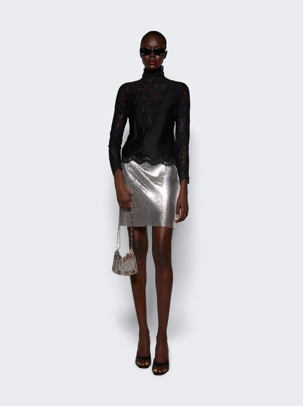 Mesh Mini Skirt Silver - 2