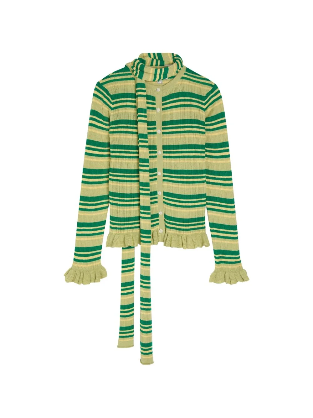 striped ruffled cardigan - 1
