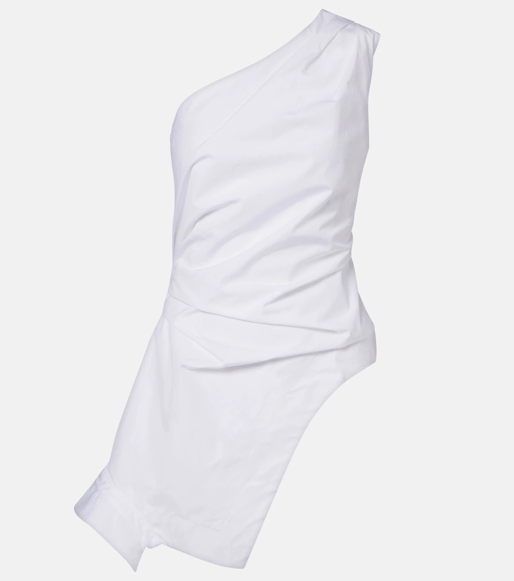 Asymmetric one-shoulder cotton poplin top - 1