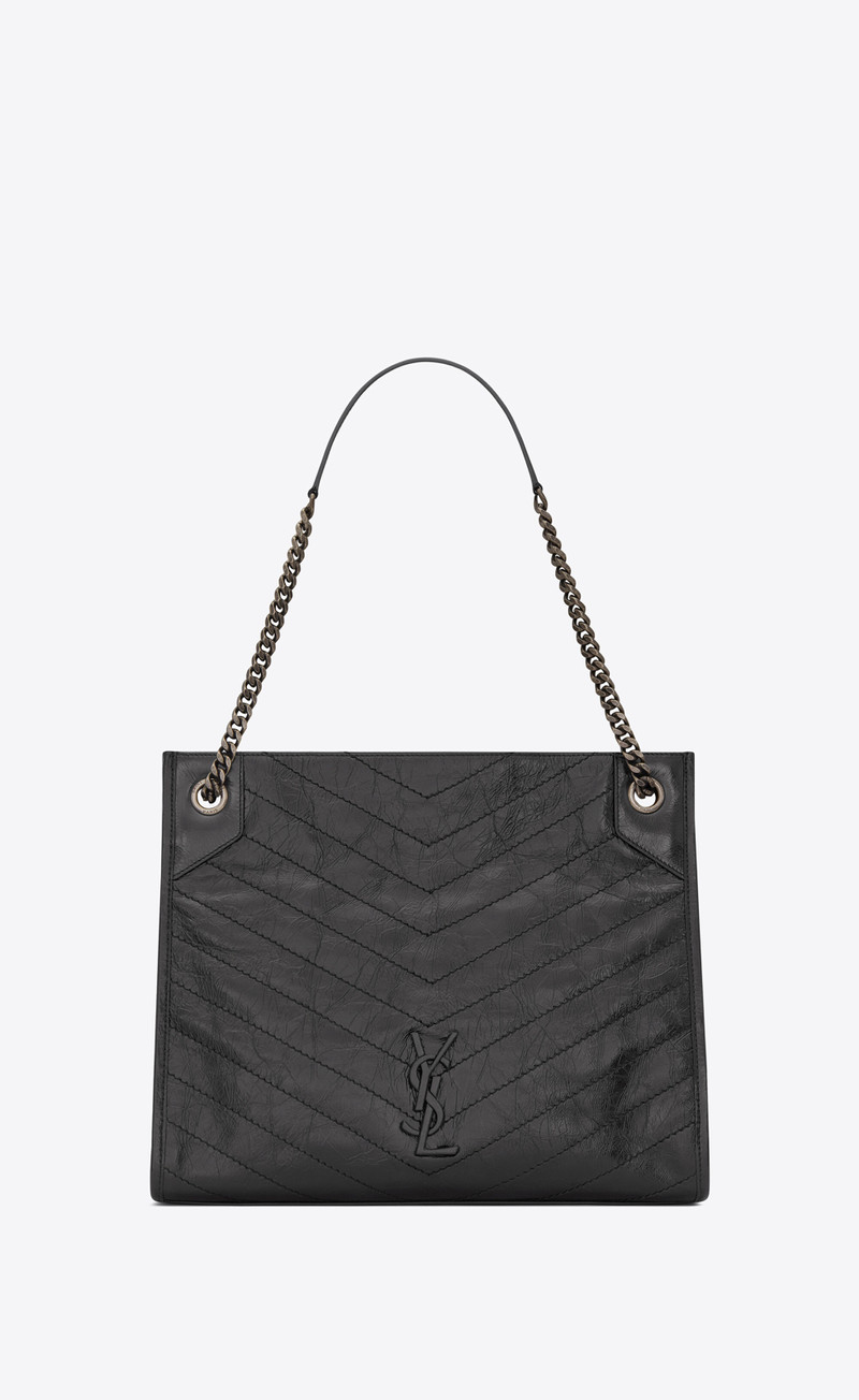 niki medium shopping bag in crinkled vintage leather - 1