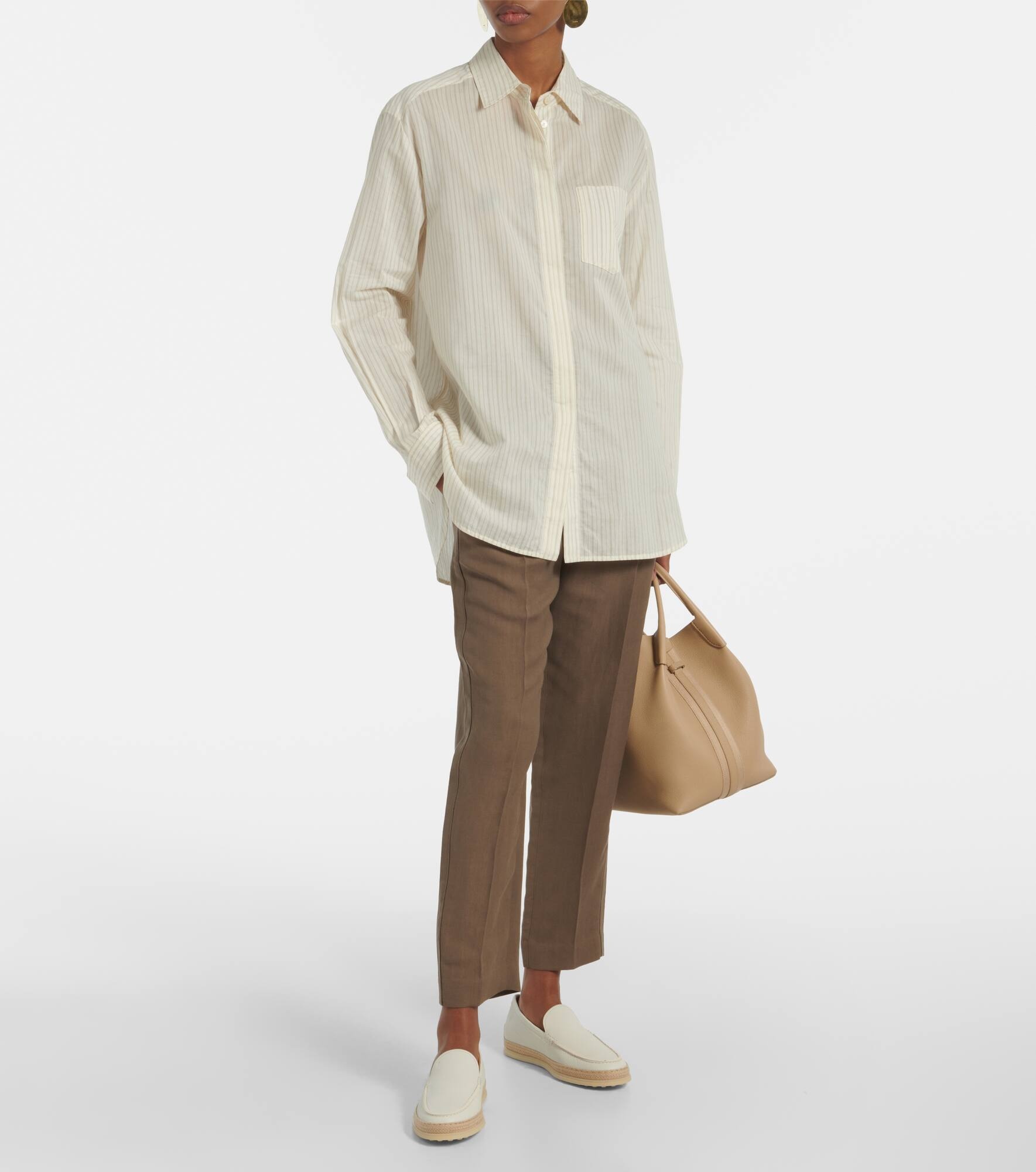 Raffia-trimmed leather loafers - 3