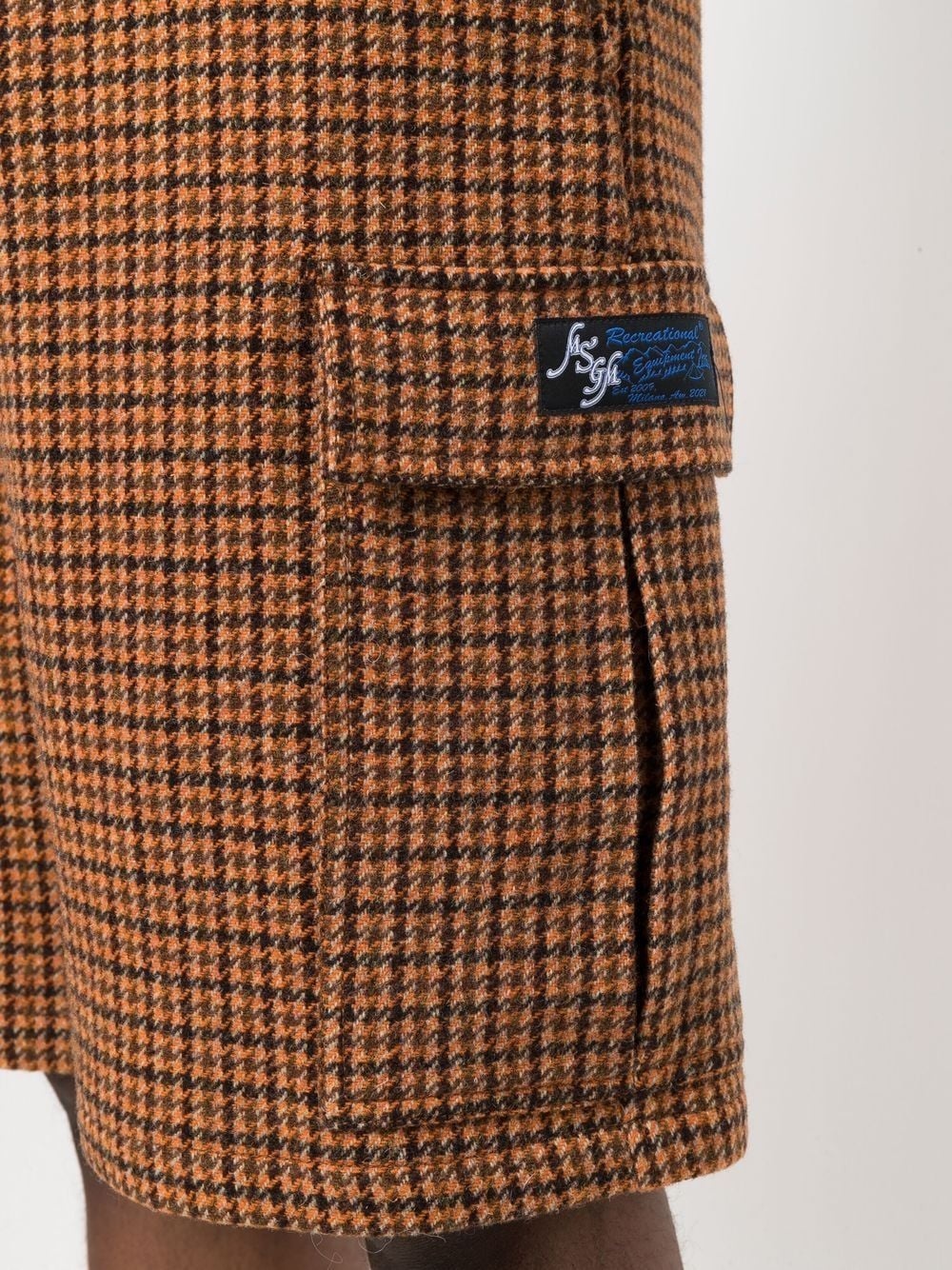 wool checked bermuda shorts - 5