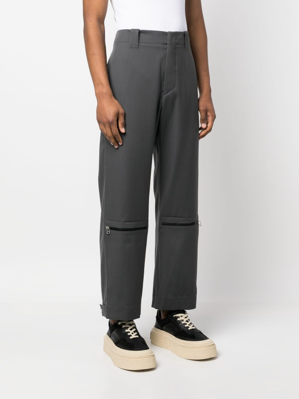 zip-detail straight-leg trousers - 3