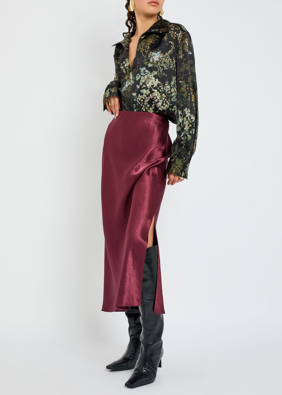Vince Satin Crinkled Midi Skirt - 4