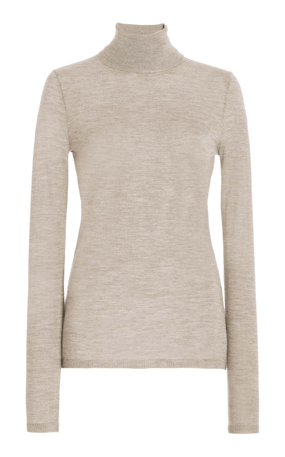 Costa Turtleneck in Oatmeal Silk Cashmere - 1