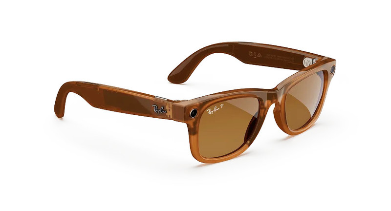 Ray-Ban Meta Wayfarer (Gen 1), Shiny Caramel Transparent / Brown Polarized, Standard 3