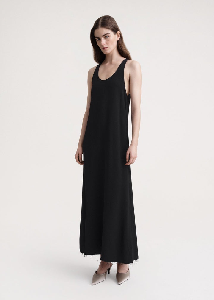 Scoop-neck sablé dress black - 2