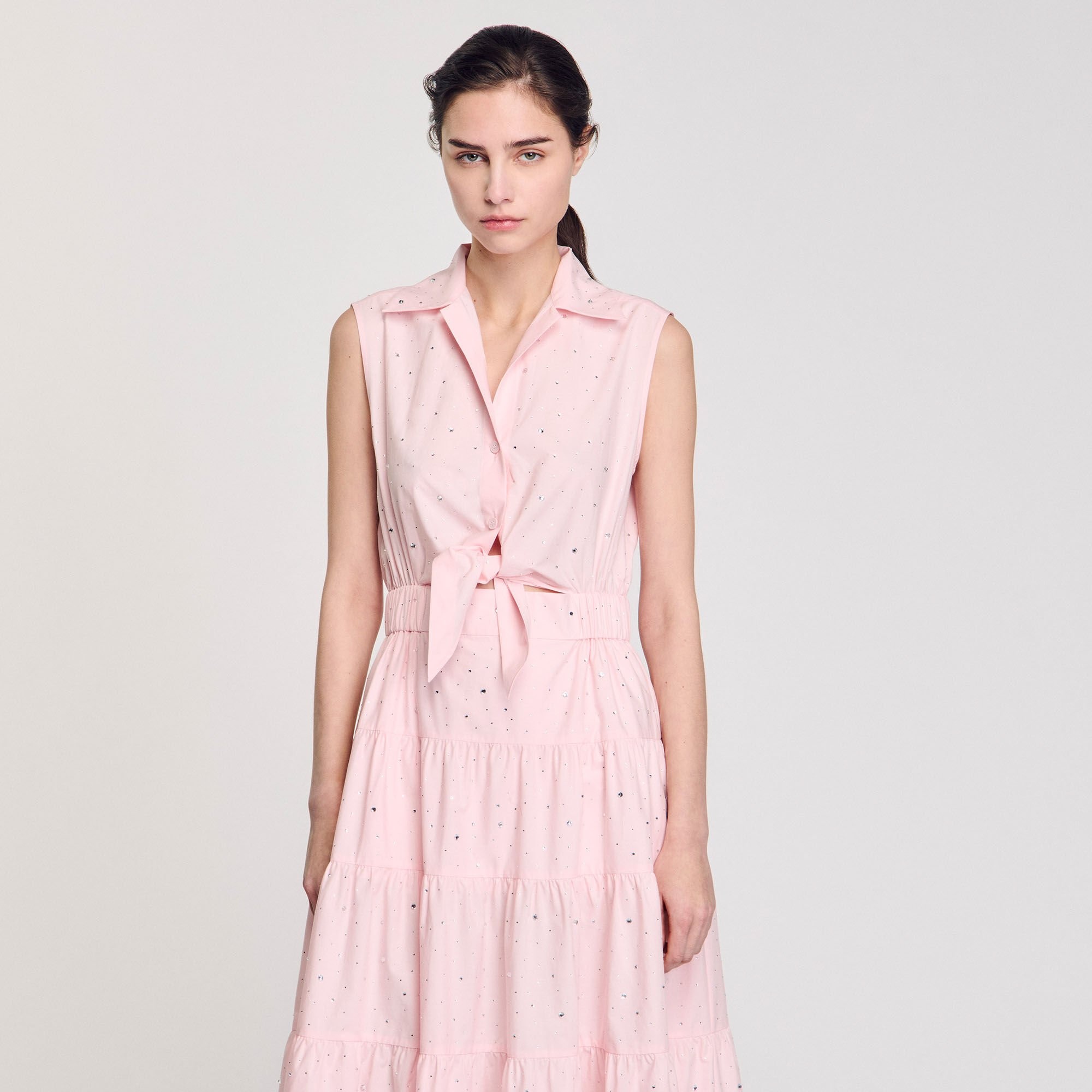 RHINESTONE TIE-FRONT MAXI DRESS - 4
