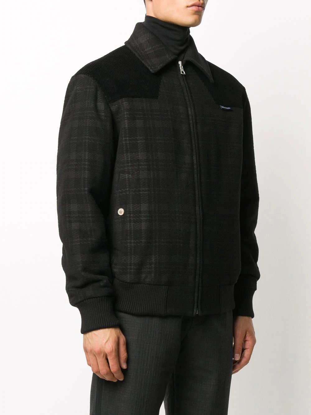 checked collared jacket - 4