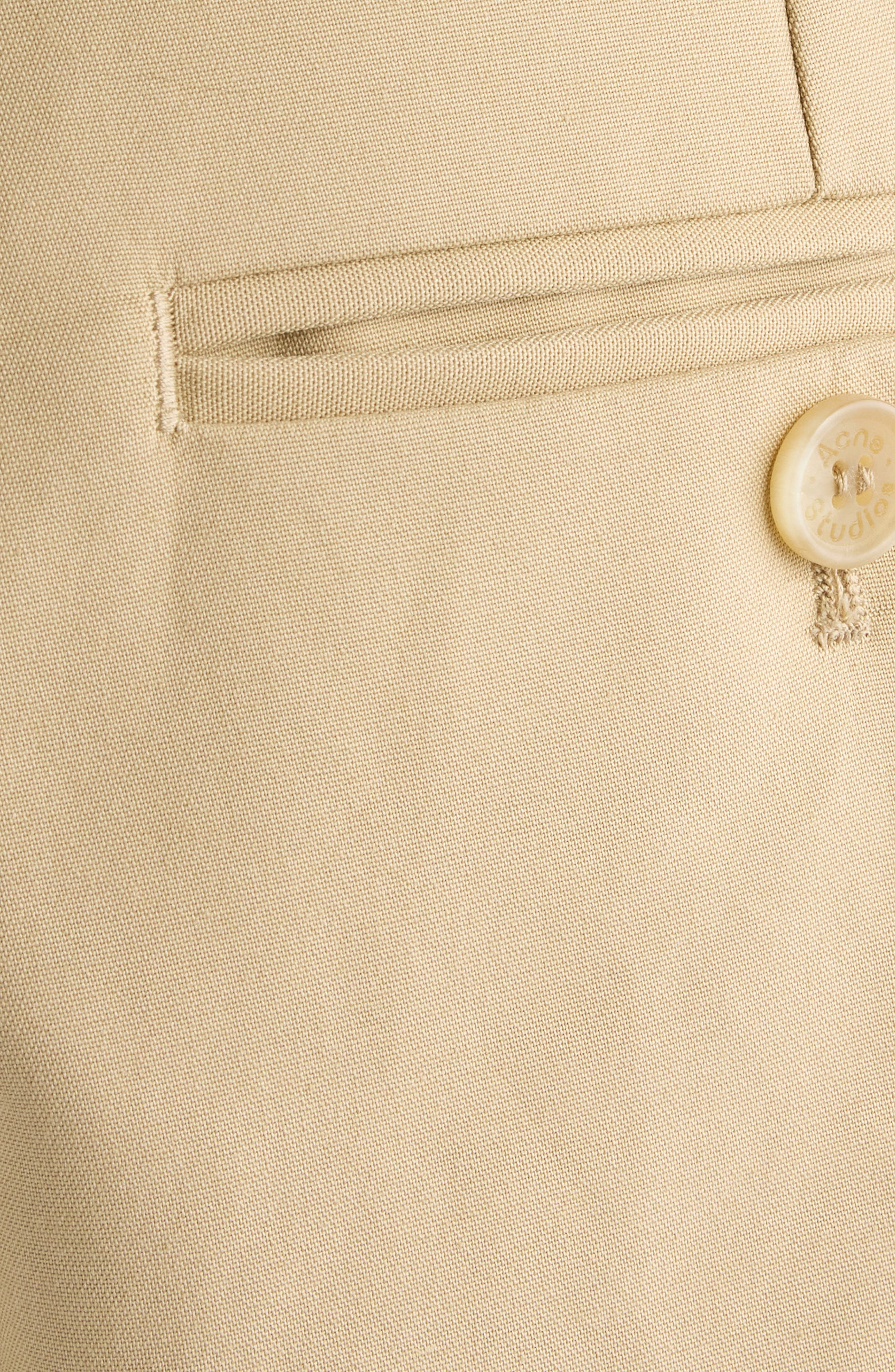 Acne Studios Pommy Tailored Organic Cotton Satin Wide Leg Trousers in Beige at Nordstrom - 6