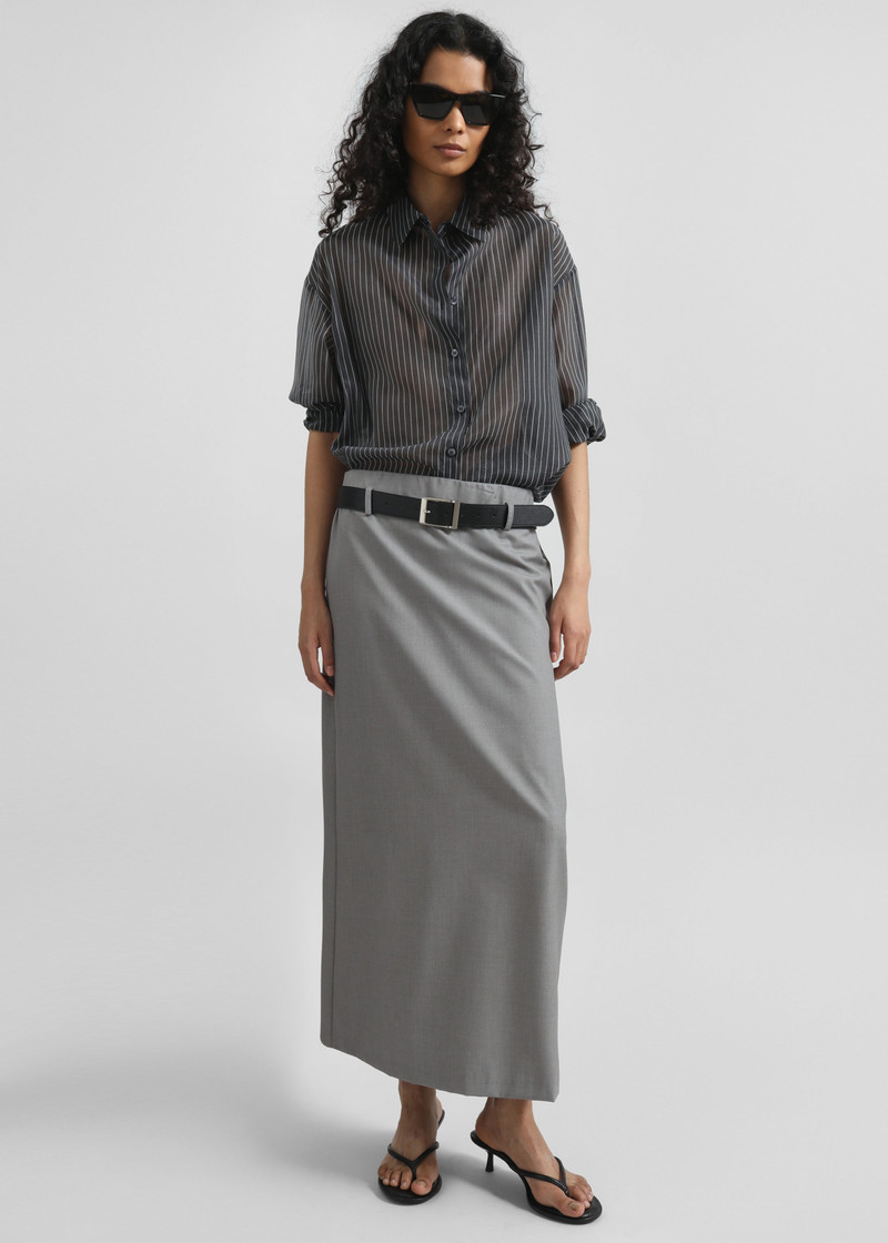 Kesin Open Back Shirt - Grey/White Stripe 8