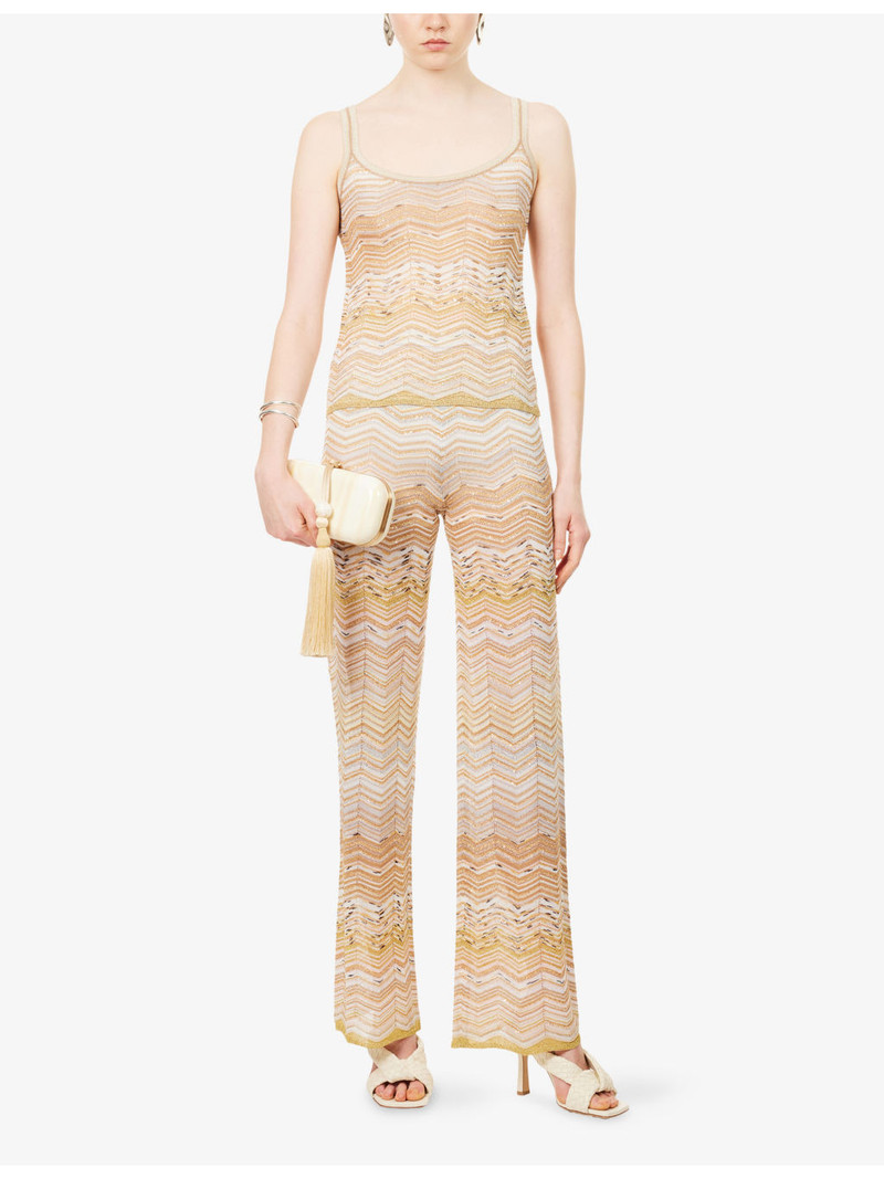 Missoni Chevron Straight-Leg Metallic-Knit Trousers outlook