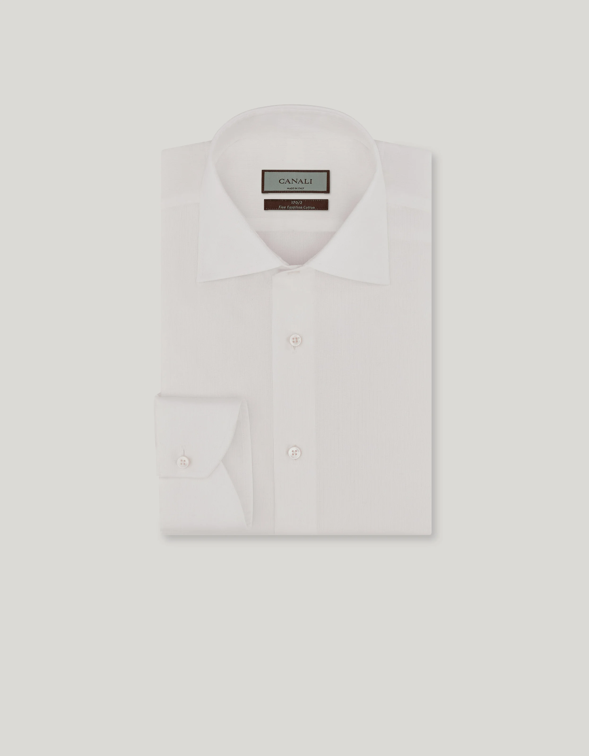 REGULAR FIT SHIRT IN WHITE 170/2 MICRO-PATTERNED COTTON - 1