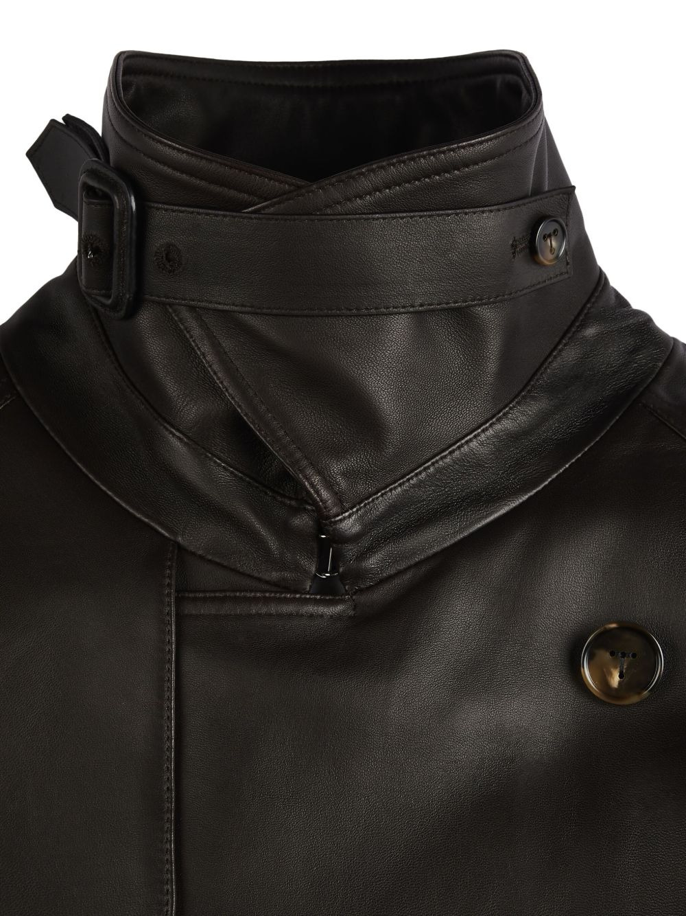short leather trench coat - 6