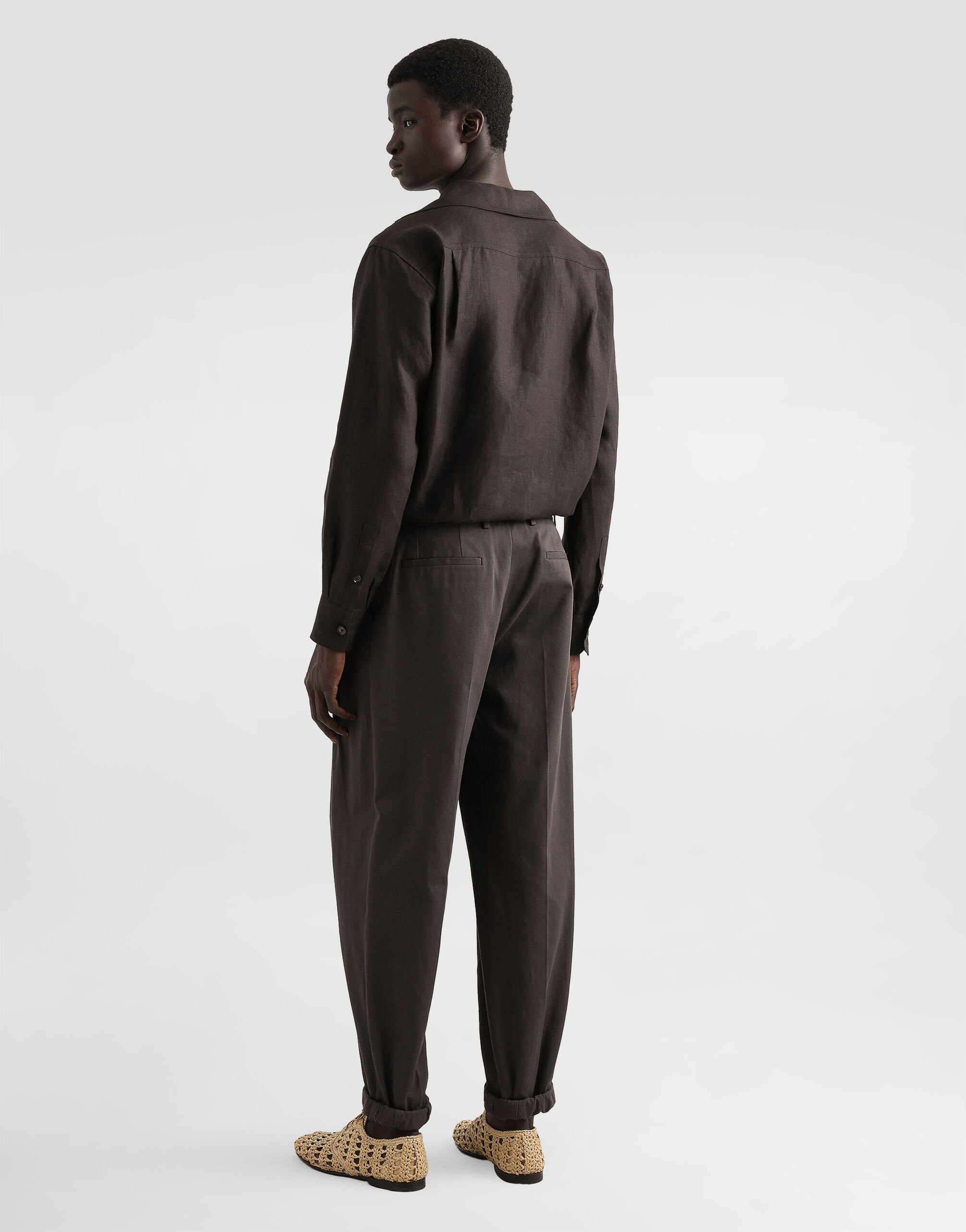 Three-button long-sleeved linen shirt - 3