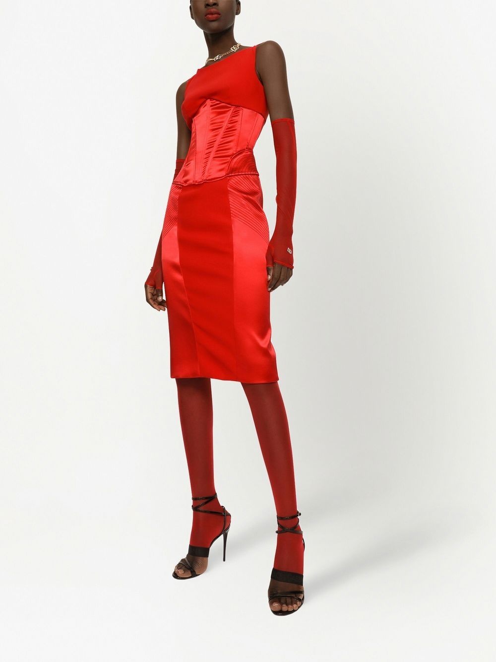 panelled sleeveless midi dress - 2