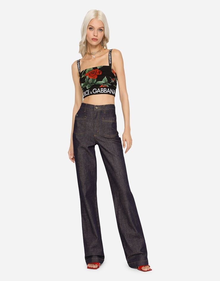 Flared jeans with tobacco-colored stitching - 2
