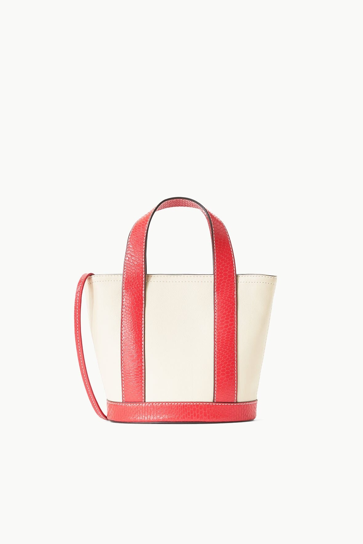 STAUD ALLORA MINI TOTE CREAM RED ROSE - 1