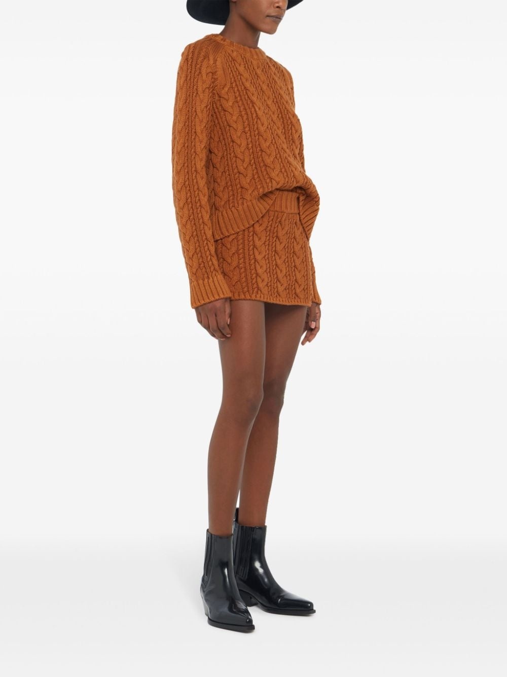 cable-knit mid-rise skirt - 4