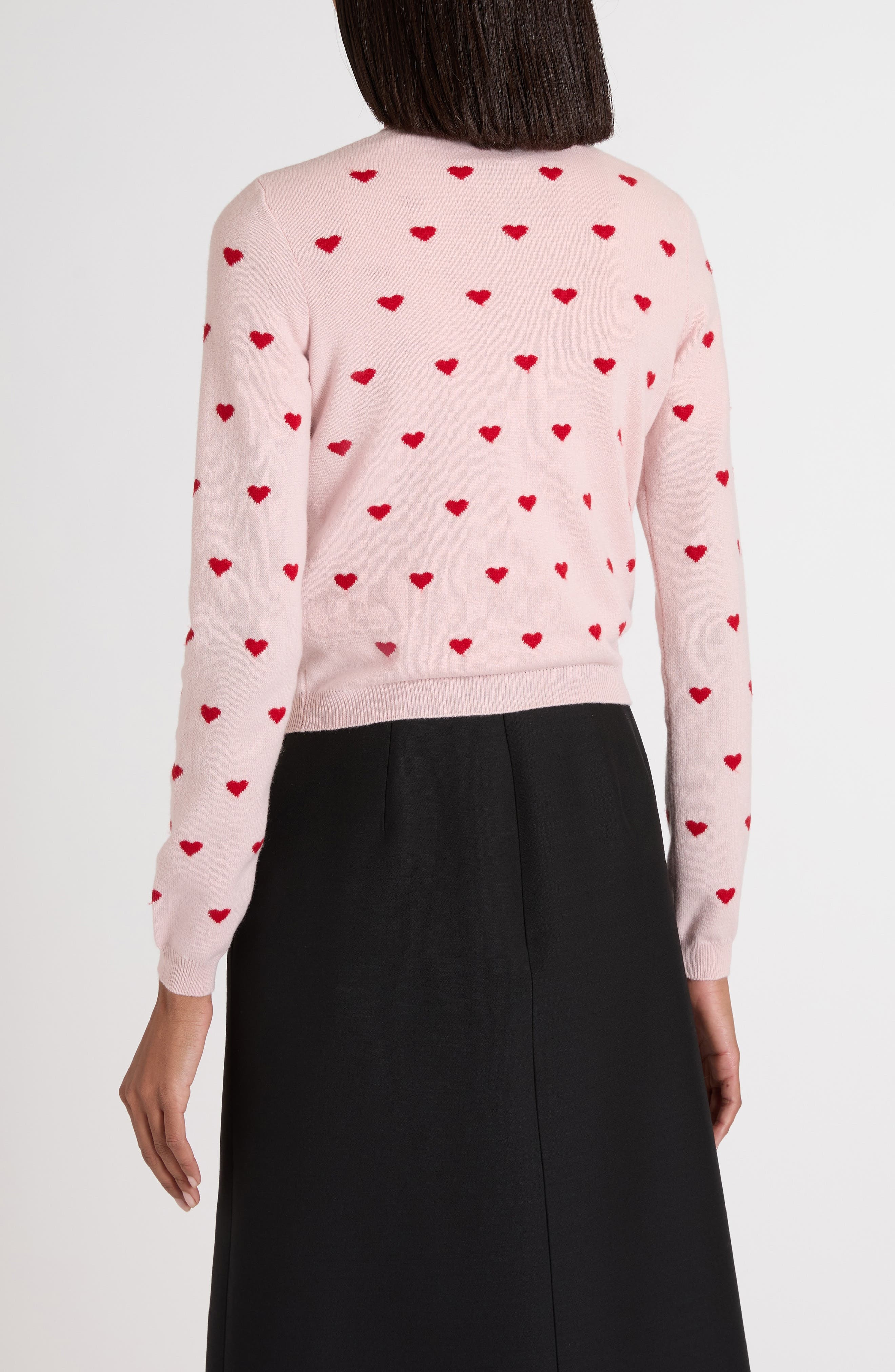 Valentino Garavani Heart Jacquard Cashmere Cardigan in Rose/Silver at Nordstrom - 3