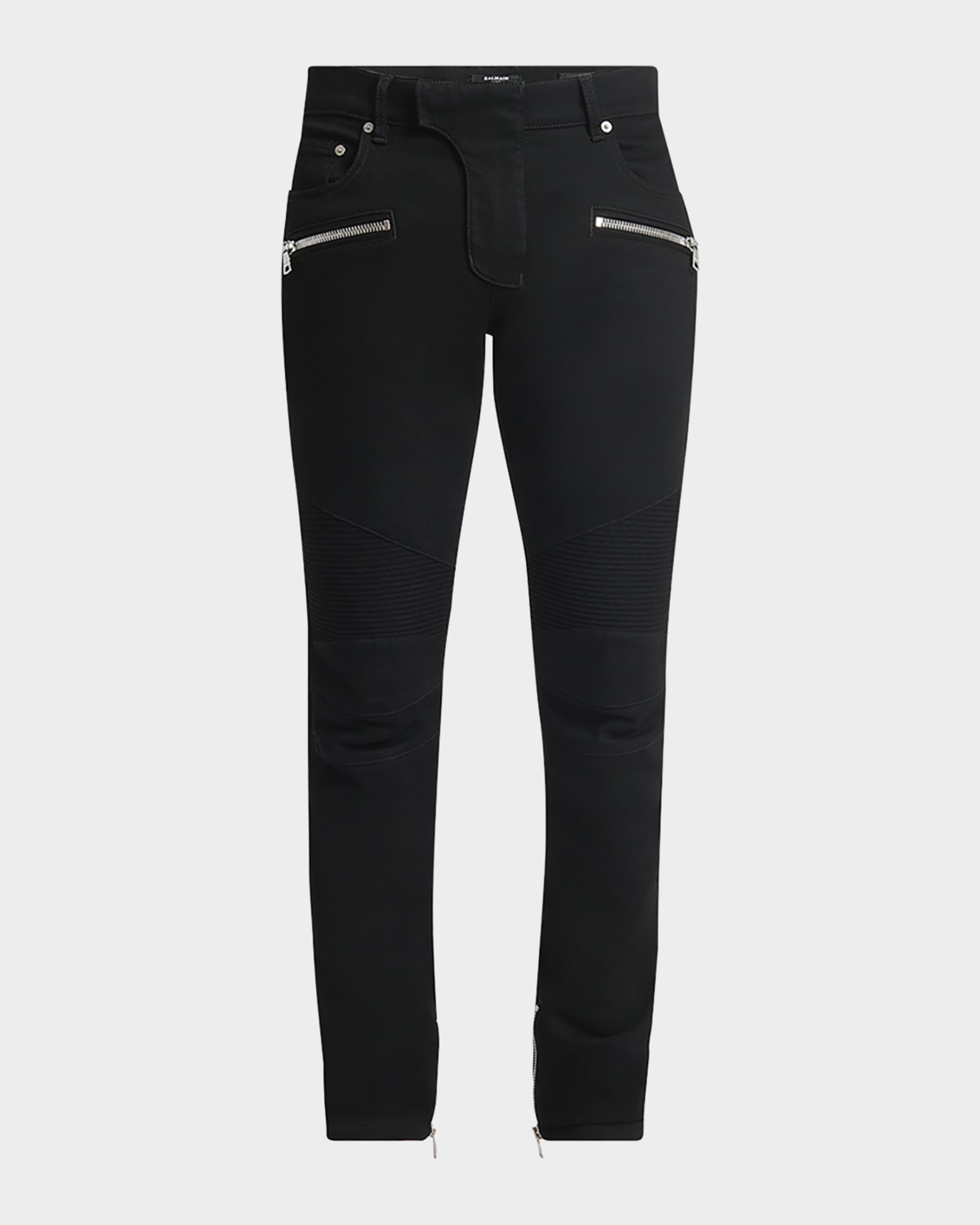 BALMAIN バルマン Biker ZIP Jean デニム ジーンズ Slim-fit biker jeans in blue denim - Men | BALMAIN