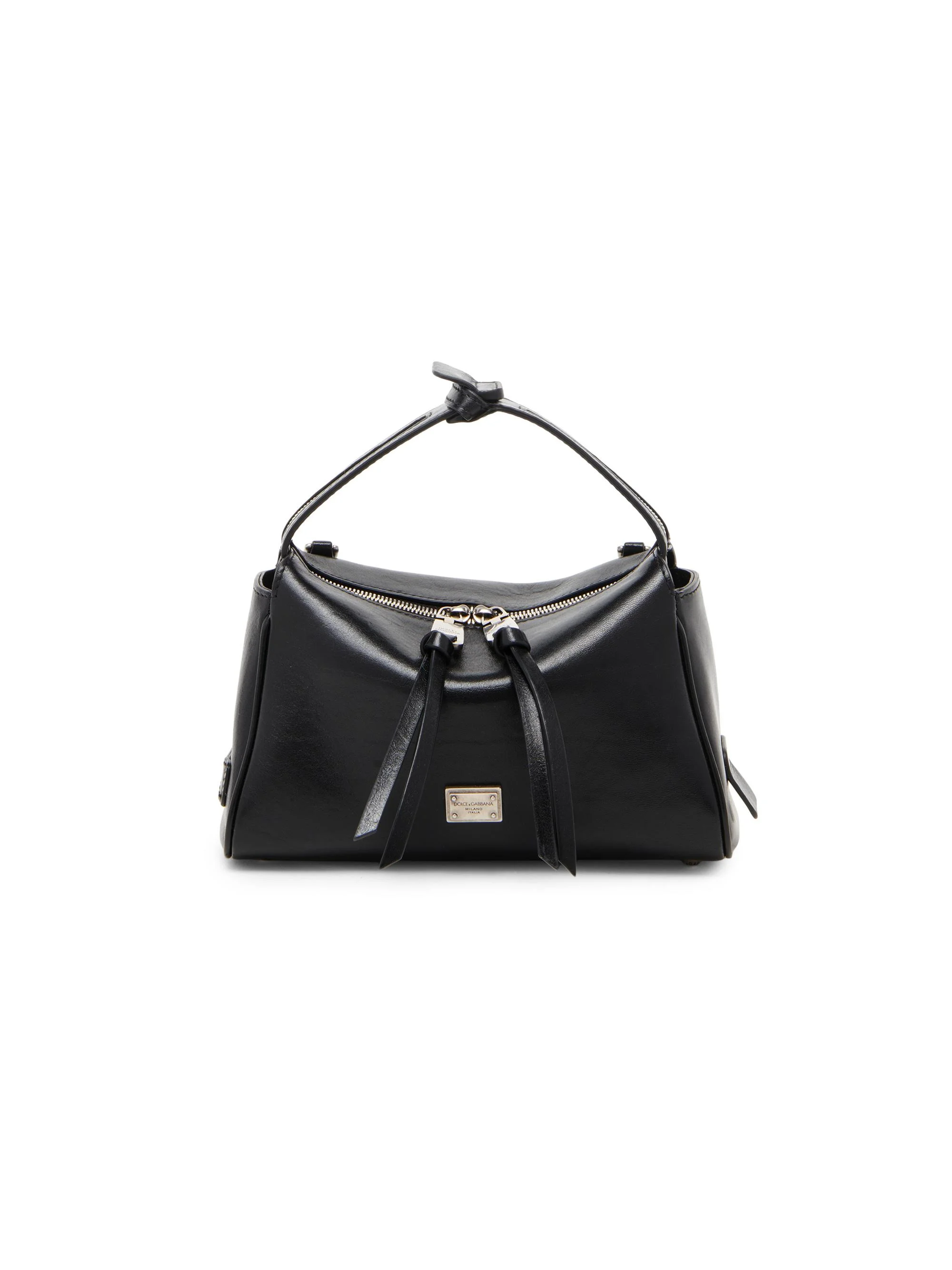 Women's Vittoria Mini Leather Top Handle Bag - Nero Ottone Vintage - 1