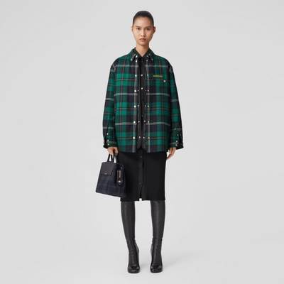Burberry Embroidered Logo Check Wool Overshirt outlook