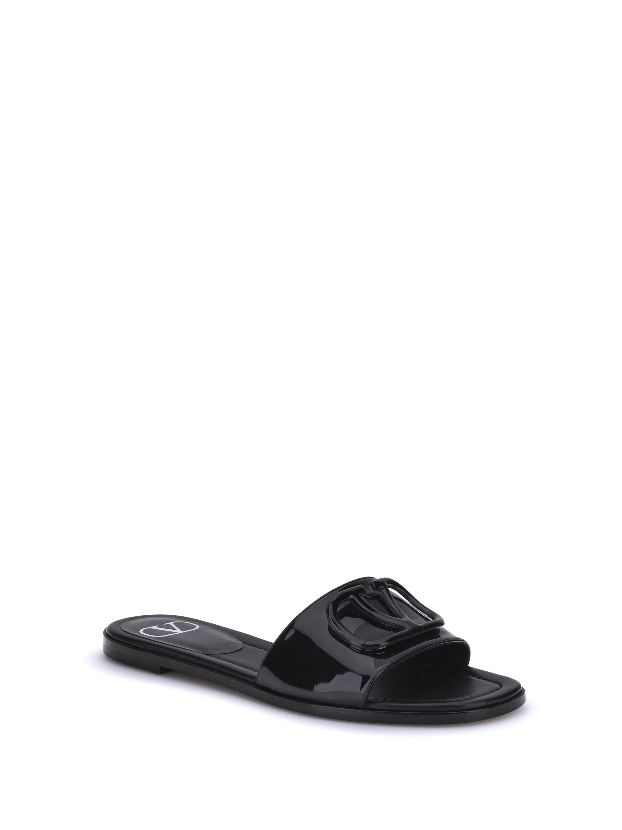 Valentino Garavani Women Patent Leathe Vlogo Slide Sandals - 2