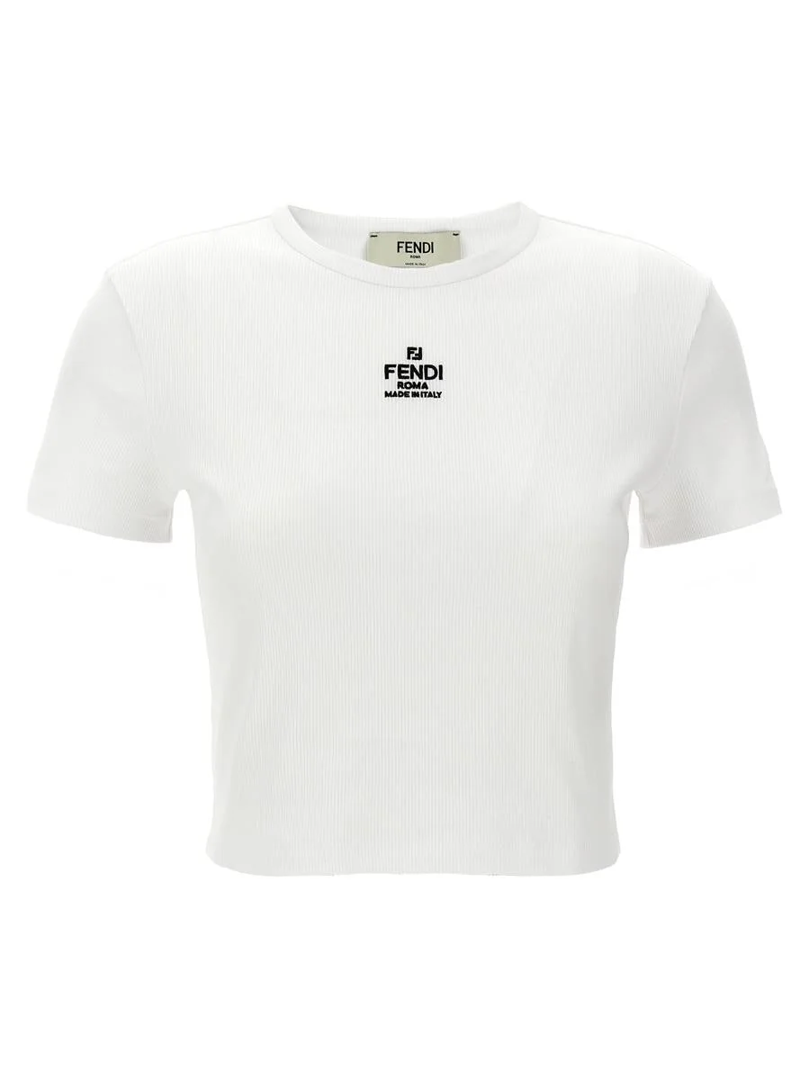Fendi 'Fendi' Cropped T-Shirt - 1