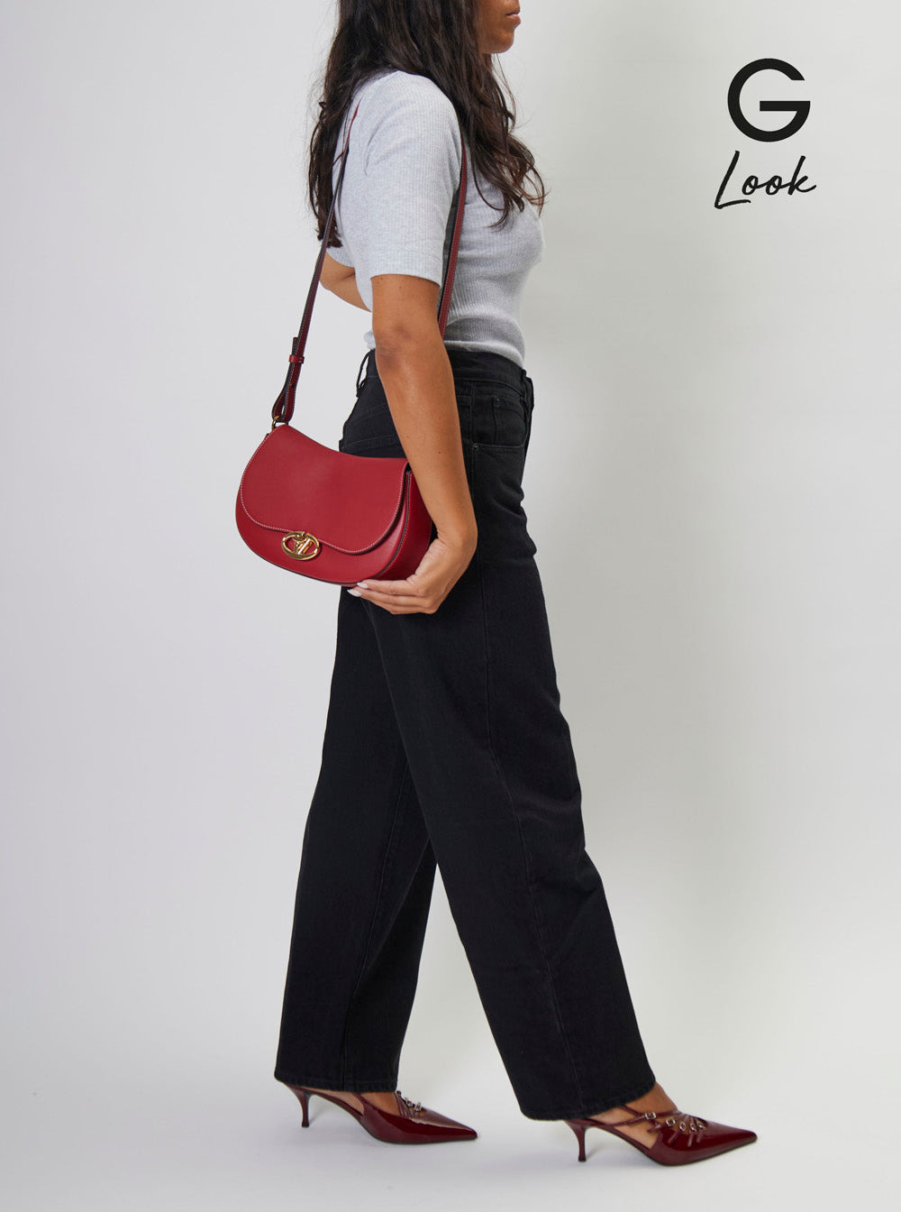 Valentino Garavani Women 'Ovhal Small' Red Shoulder Bag With Vlogo Signature In Leather Woman - 6