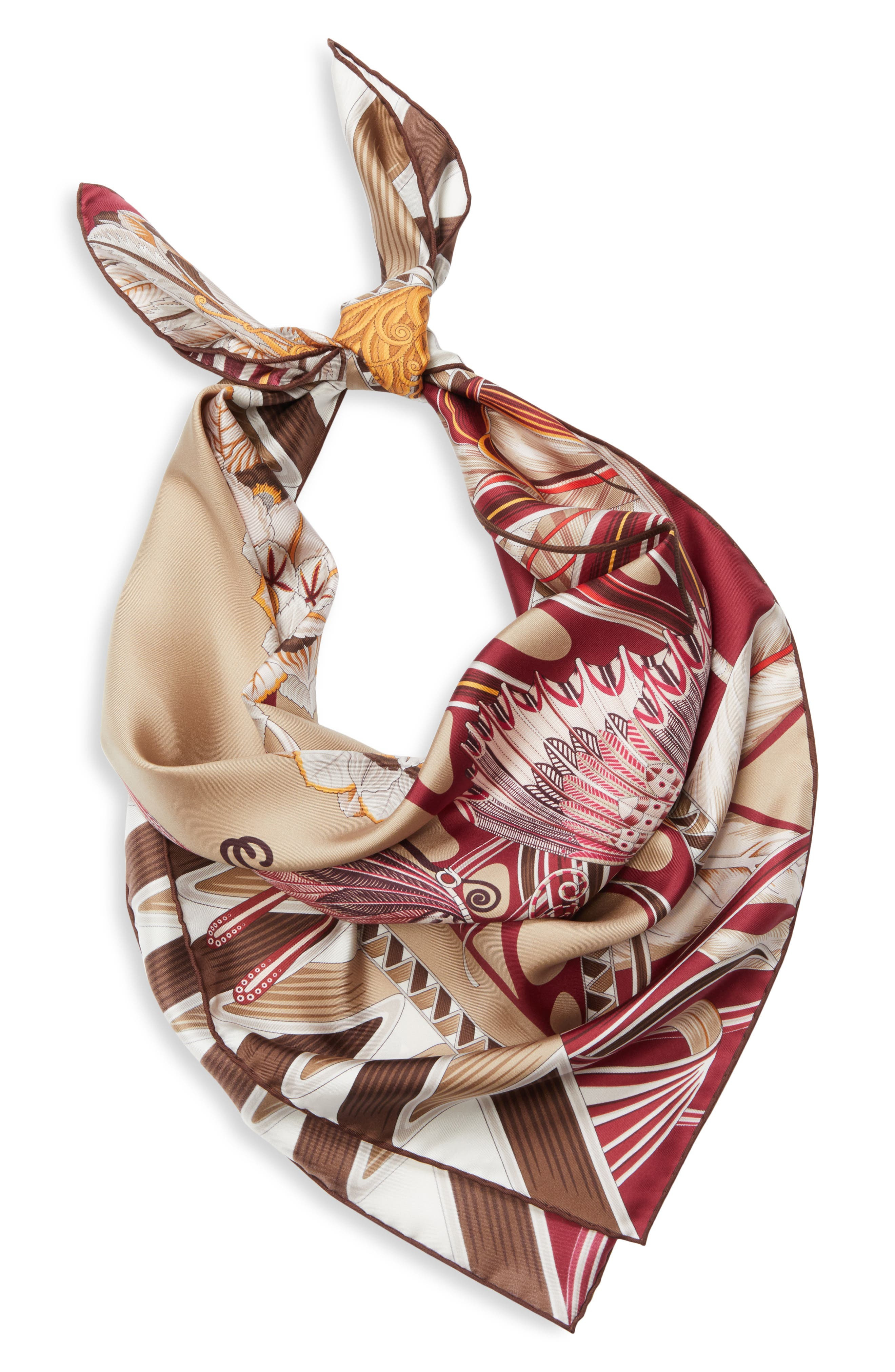 FERRAGAMO Giada Reversible Silk Scarf in Nude/Cherry at Nordstrom - 3