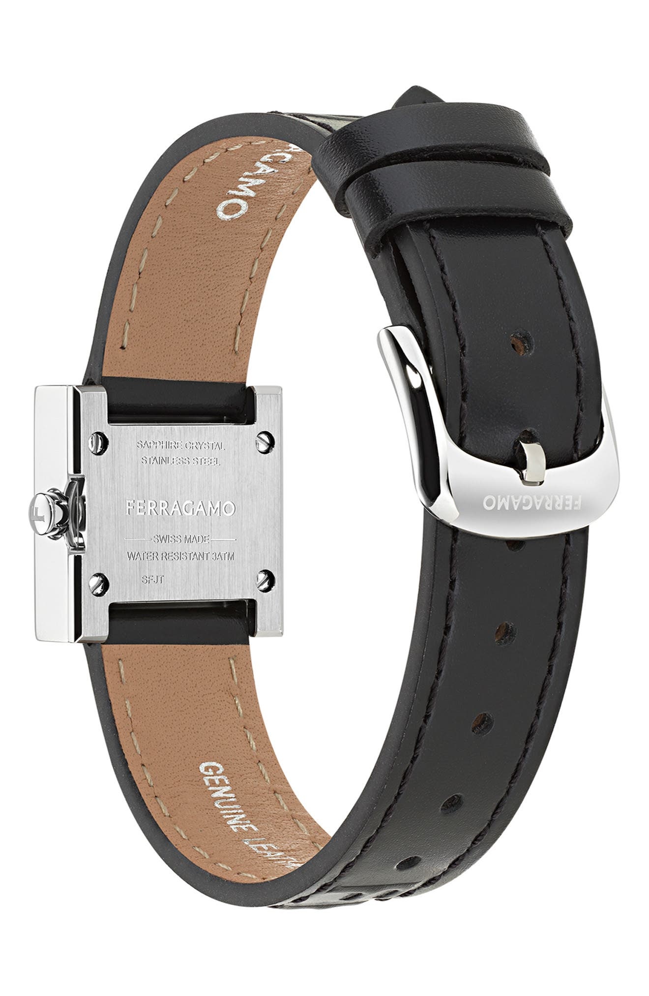 FERRAGAMO Portrait Leather Strap Watch, 20mm in Stainless Steel at Nordstrom - 2