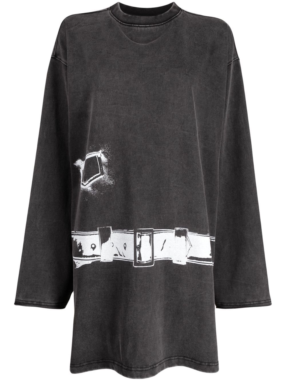 long-sleeve cotton mini dress - 1