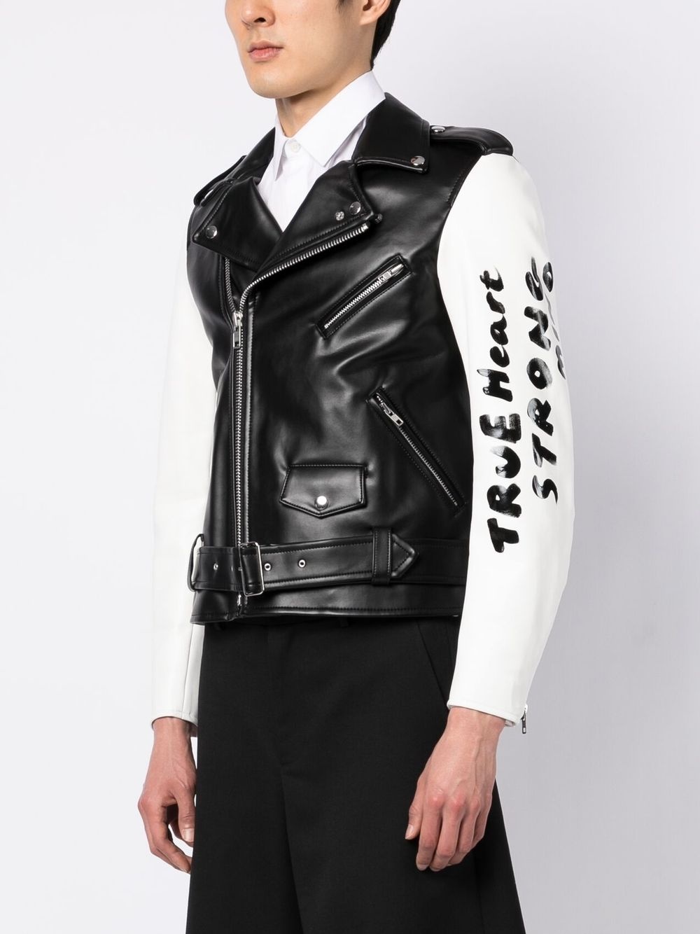 CONTRASTING-SLEEVES BIKER JACKET - 6